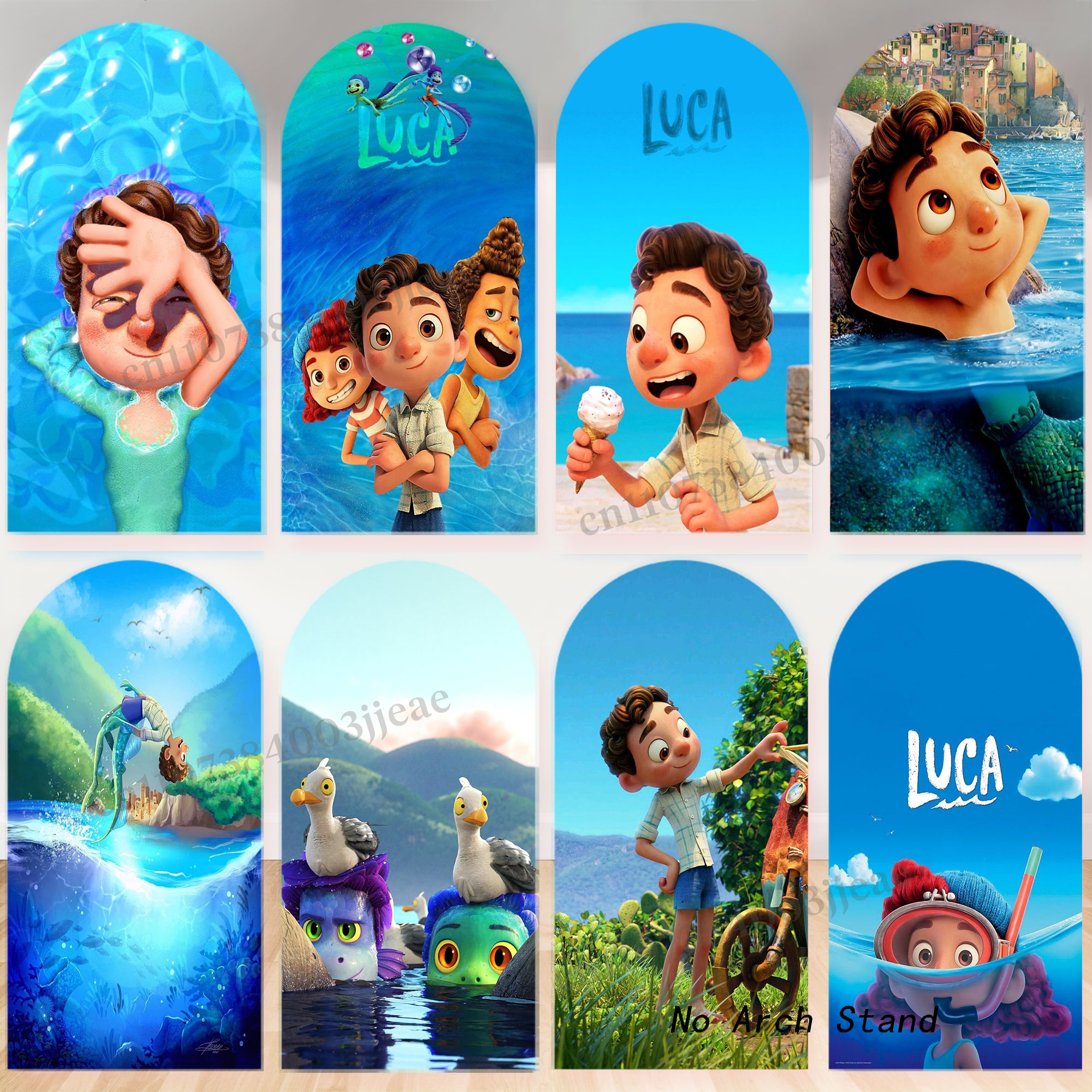 Science Of Happiness - Cartoon Luca Theme Arch Backdrop Boys